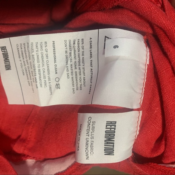 Reformation Red Linen High Waisted Pants Calf Length size 6 - Picture 3 of 4